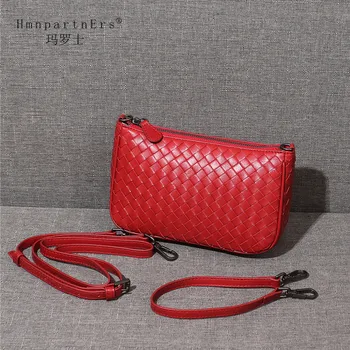 

Hmn Partn Ers Luxury Women Sheepskin Genuine Leather Shoulder Bag Fashion Woven Zipper Adjustment Designer Handbag Crossbody