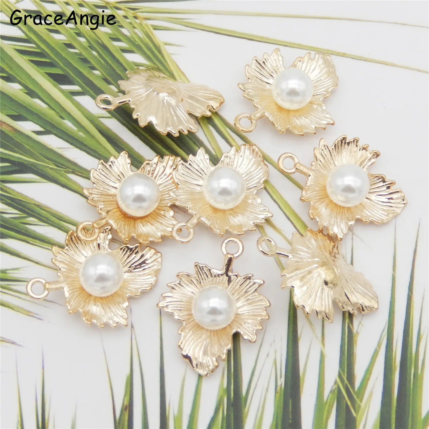 5 шт. жемчужное ожерелье с подвеской сделай сам золотой цвет подвеска листьями