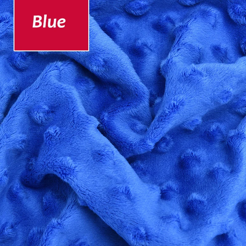 Blue 50x150cm Super Soft Minky Dot Fabric For Meter Handwork Sewing Blanket Material Antipilling Plush Fabric DIY Handmade Toys - Цвет: Blue