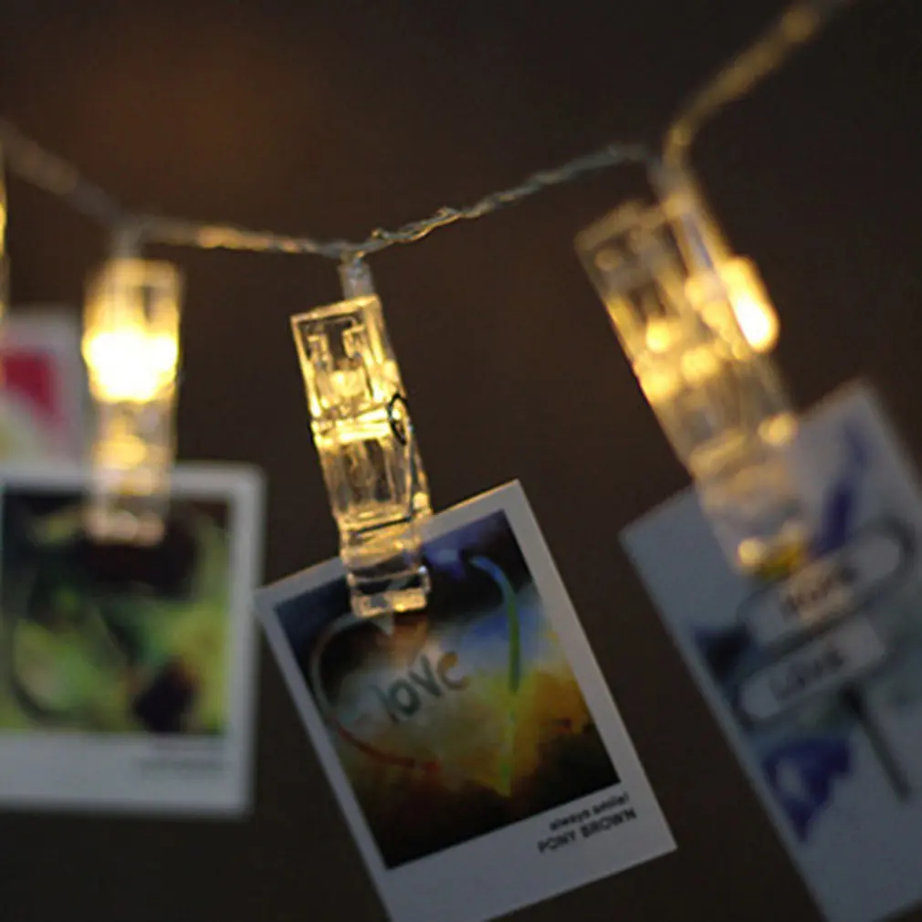 1M 10 LED Photo Clip Light String Led Creative Photo Wall Decoration Lights Christmas Lights Usb Battery Light String Wholesale