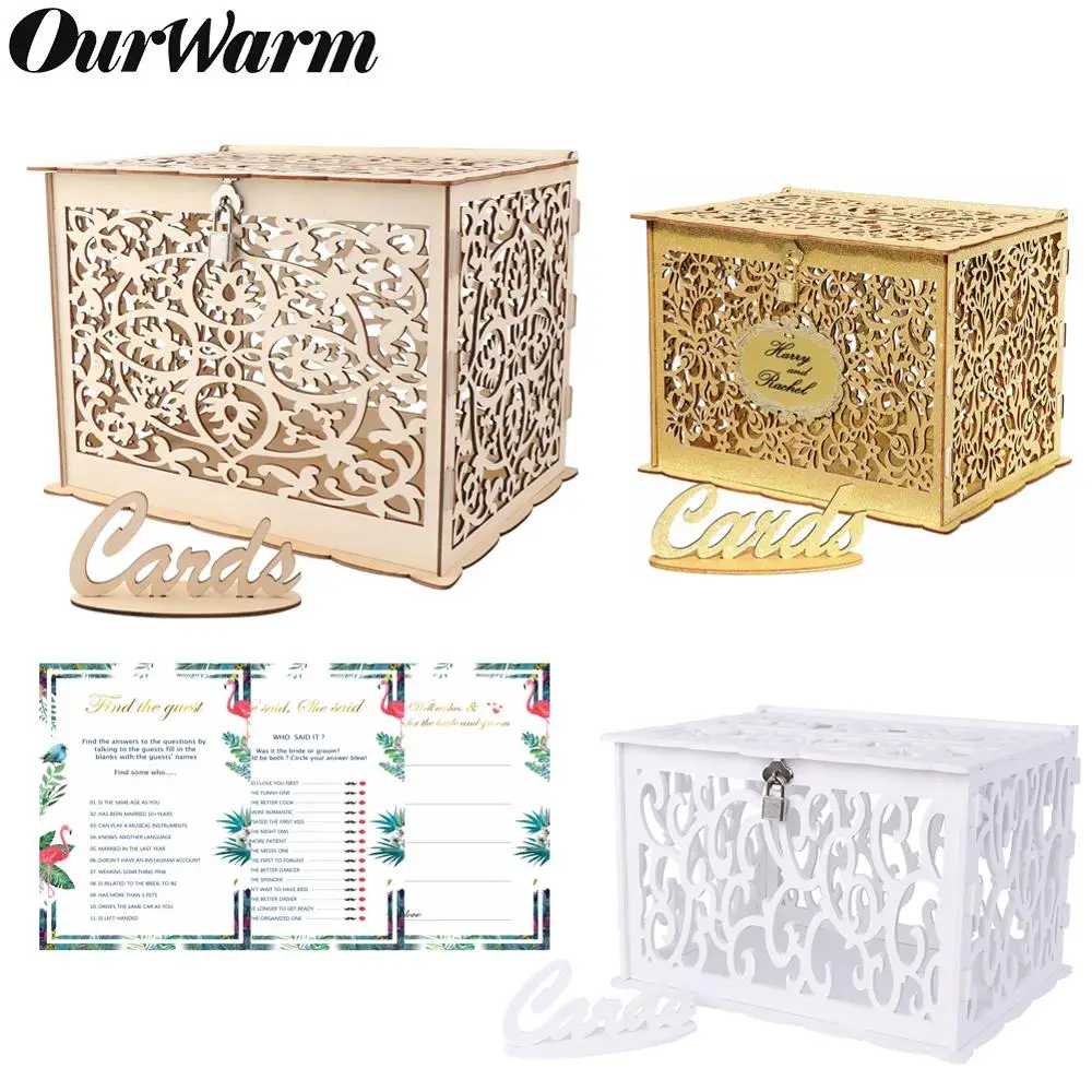 Деревянная Подарочная коробка OurWarm сделай сам с замком копилка Свадебный декор
