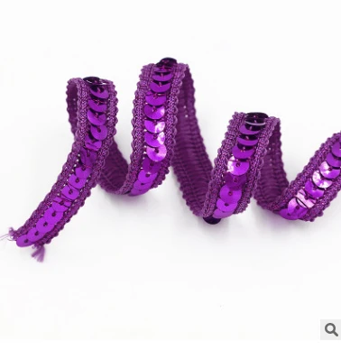 Purple YACKALASI 25 Yds Baby розовая расшитая блестками кружевная лента для косплея крючком вышитая аппликация цветная одежда плетеная лента 12 мм в ширину - Цвет: Purple