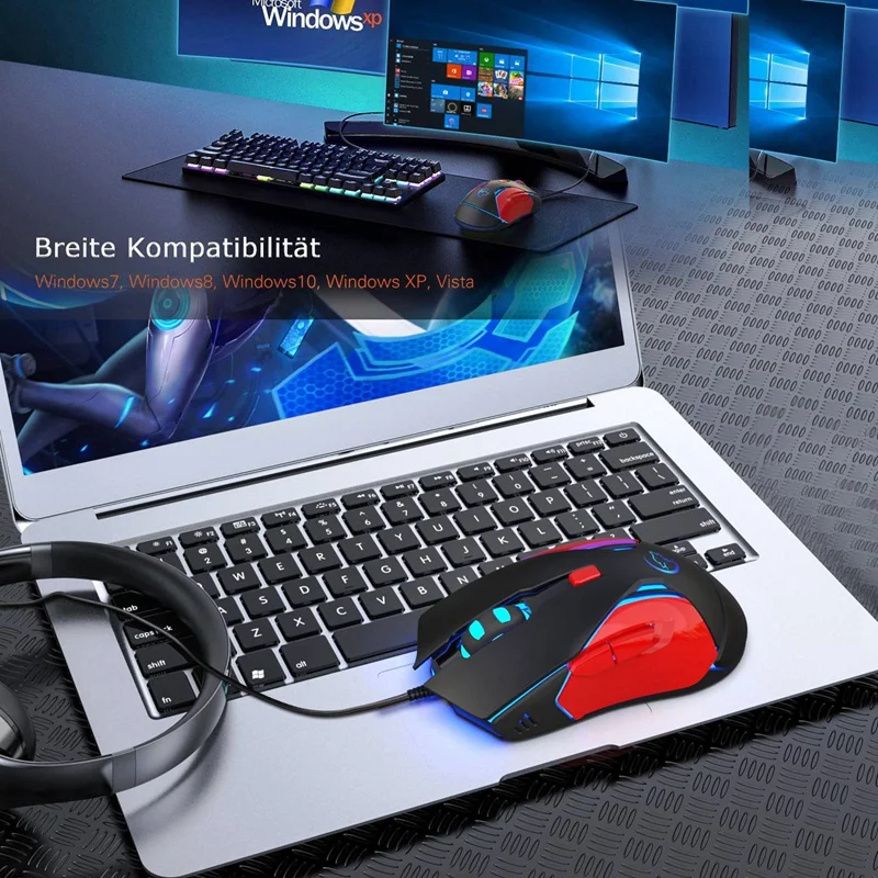 Регулируемый 3200 dpi, 6 кнопок, 7 цветов, светодиодный, оптическая USB Проводная мышь, геймерские мыши, игровая мышь для Pro Gamer