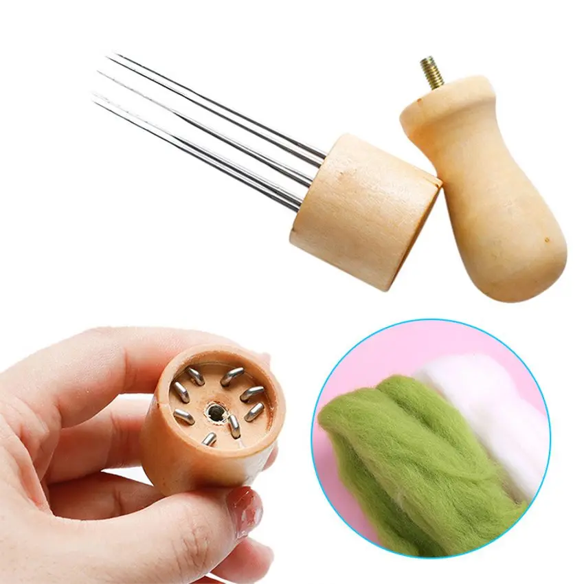 

Felting Needles Wool Felt Tools with Eight Needles Tool Craft Felt Needle with Solid Wood Handle With Finger Cots