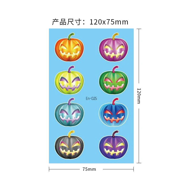 Luminous Halloween tattoo sticker Children's strange behavior Pumpkin bat cat ghost pattern glitter temporary kids tattoo RA037