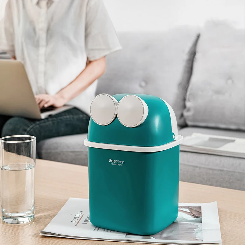 

2020 new desktop Mini Frog flip trash Can multi-function creative home storage bucket desk storage bucket Frog trash bin