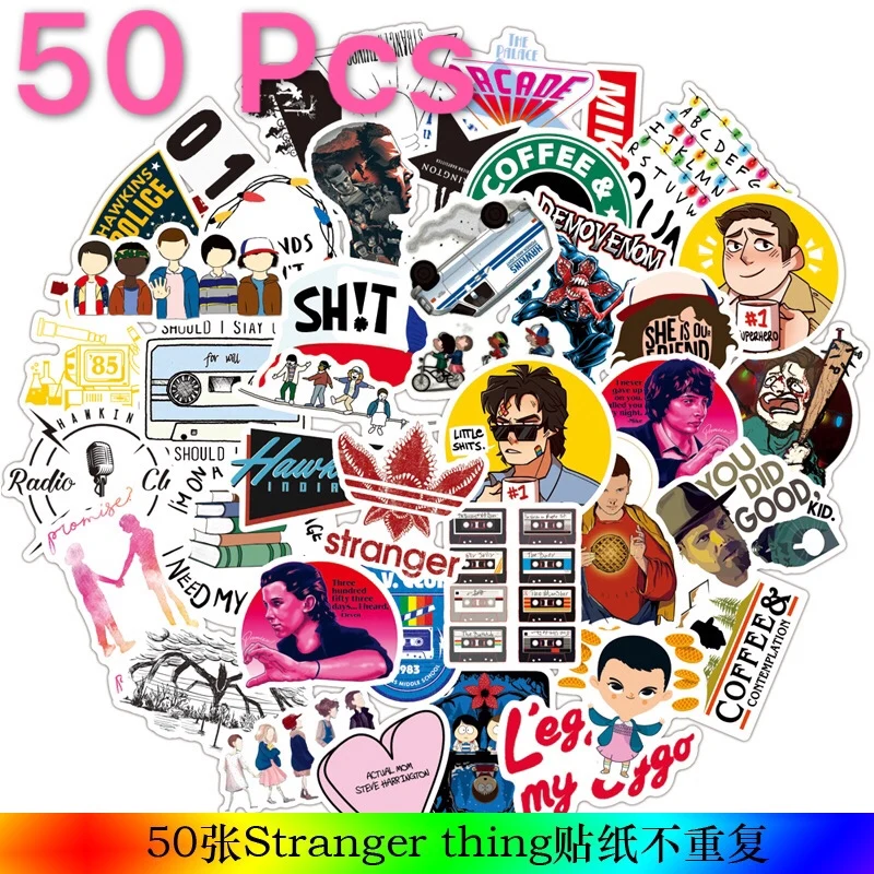50 шт.* 2 странная вещь рисунок наклейки s Набор холодильник стикер для багажа Скейтборд ноутбук водонепроницаемый стикер