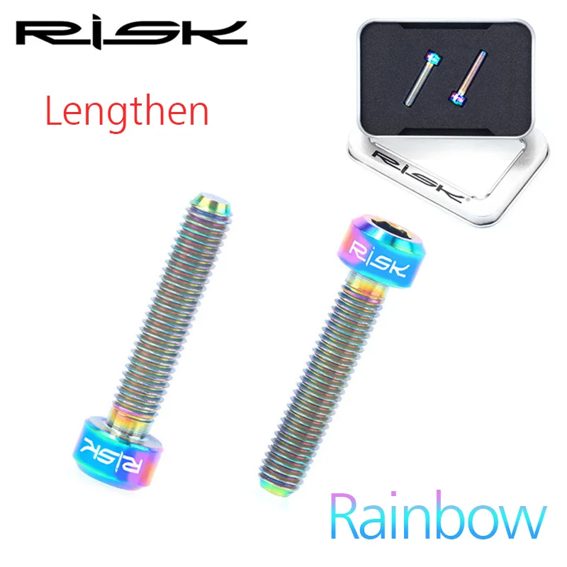Risk M5x25mm титановый тормозной рычаг для велосипеда, фиксированные болты, удлиненный монтажный дорожный Велосипедный тормозной держатель, Длинные крепежные винты, направляющая масляная тарелка