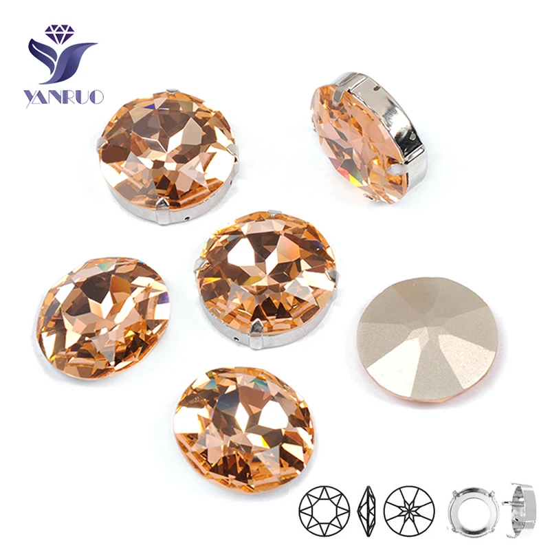 

YANRUO 1201 Rivoli 27mm Light Peach Glass Large Rhinestones Stones For Needlework Stones and Crystals Clothing Accessories