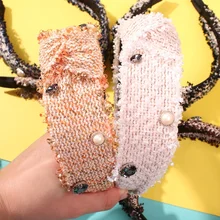 Трендовые корейские клетчатые искусственные жемчужные повязки для волос для женщин девочек повязка для волос обруч на волосы головной убор украшения для волос аксессуары Подарки F0899