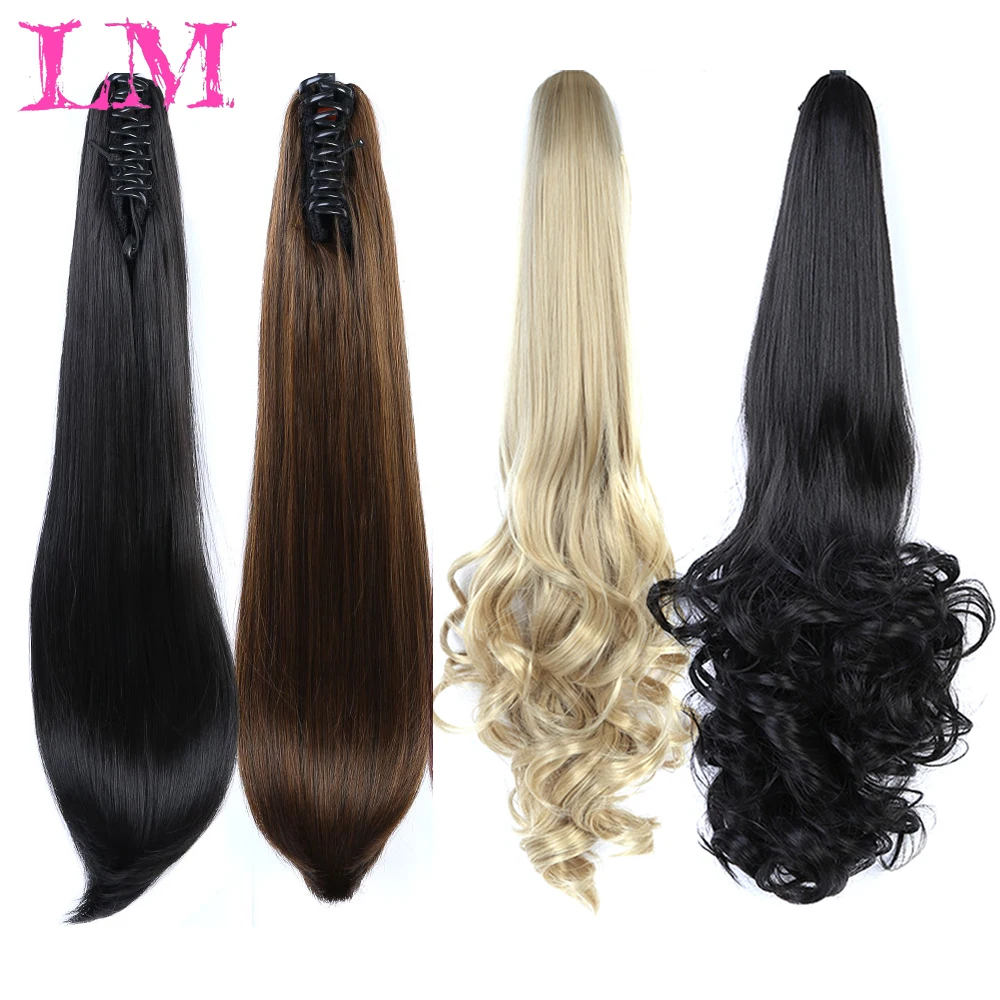 

LiangMo Long wave claw ponytail with curly hair ponytail hair ponytail high temperature fiber synthetic wig