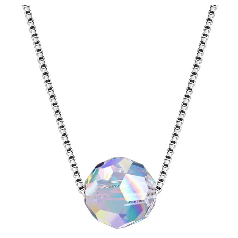 

Plated 18k White 925 Sterling Necklace Import Europe And America Versitile Fashion Geometry Colorful Crystals a Large Amount