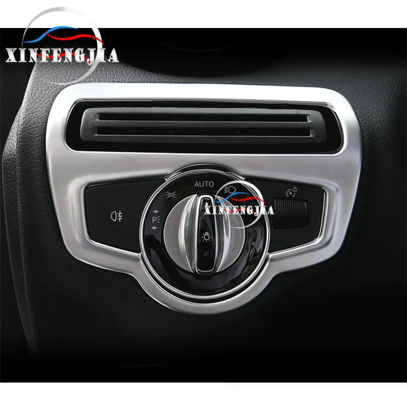 Для Mercedes-Benz C класса GLC W205 X253 15-19 хромированный внутренний контрольный переключатель фар Накладка