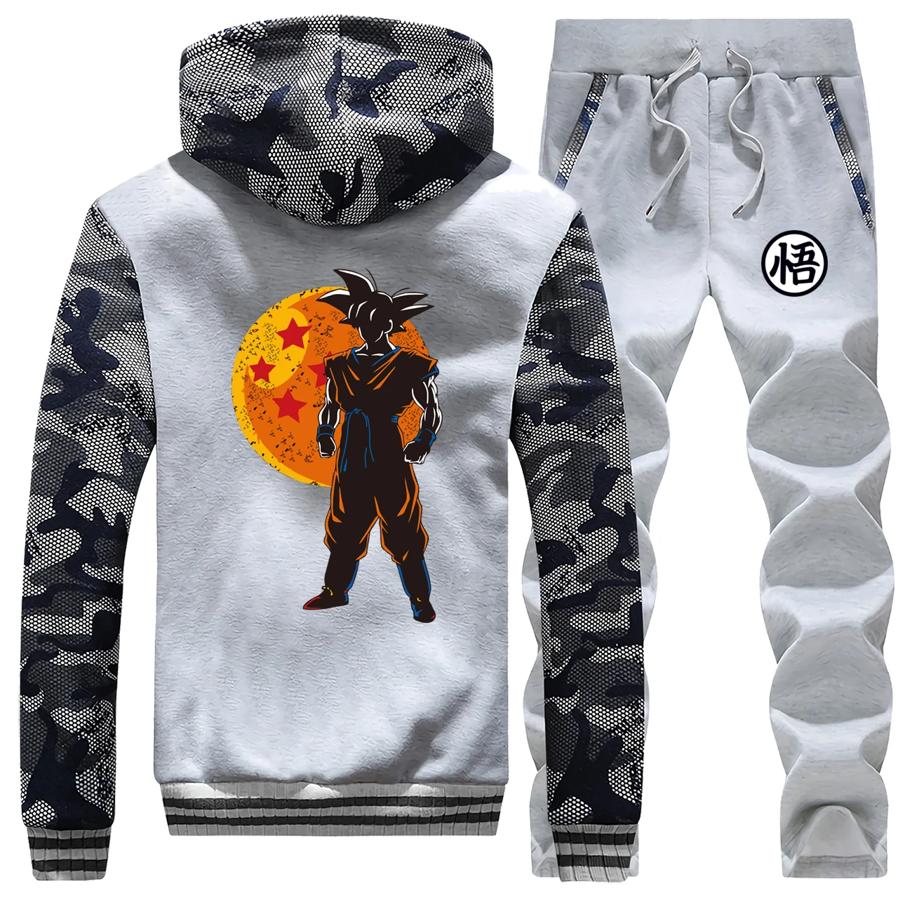 Dragon Ball, камуфляжные куртки японского аниме, Супер Saiyan, мужские комплекты, флисовый спортивный костюм, зимние толстые военные штаны, толстовка