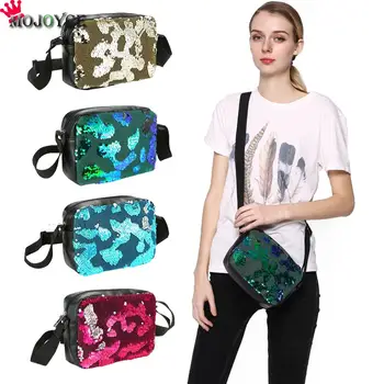 

Fashion Sequins Shoulder Messenger Bag PU Splicing Color Women Crossbody Handbag Ladies Outdoor Travel Cosmetic Satchel Pouch