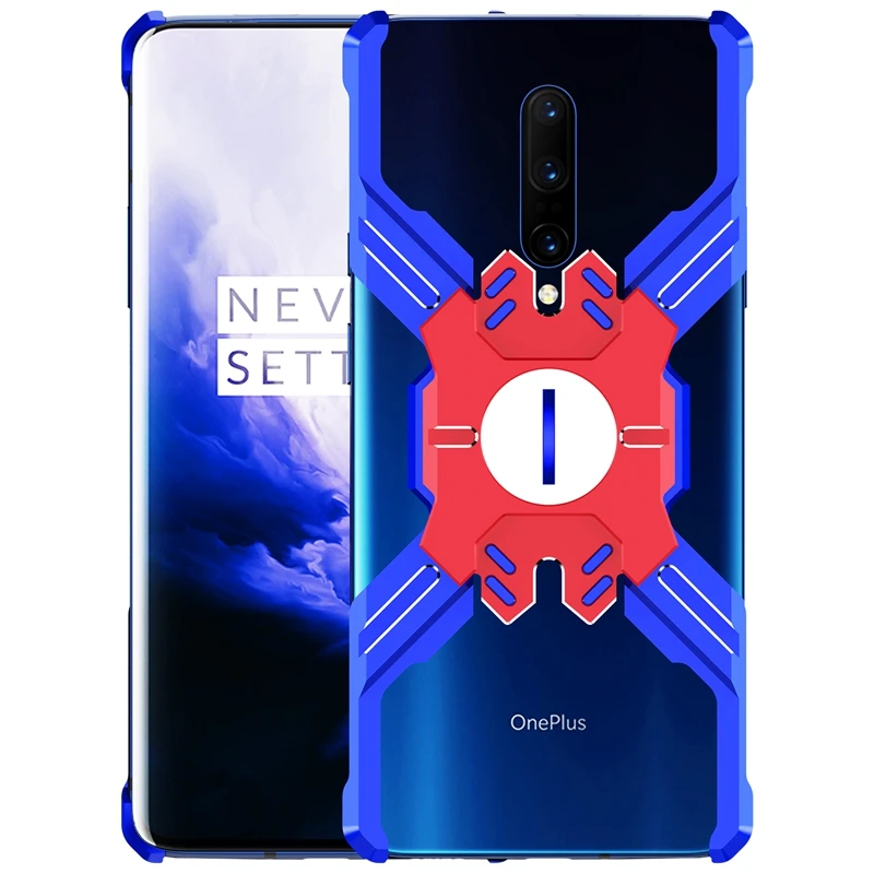 Blue Red Для OnePlus 7 Pro Чехол Ультра Светильник Алюминиевый металлический защитный чехол для One Plus 7 роскошный механический рычаг бампер чехол для телефона - Цвет: Blue Red