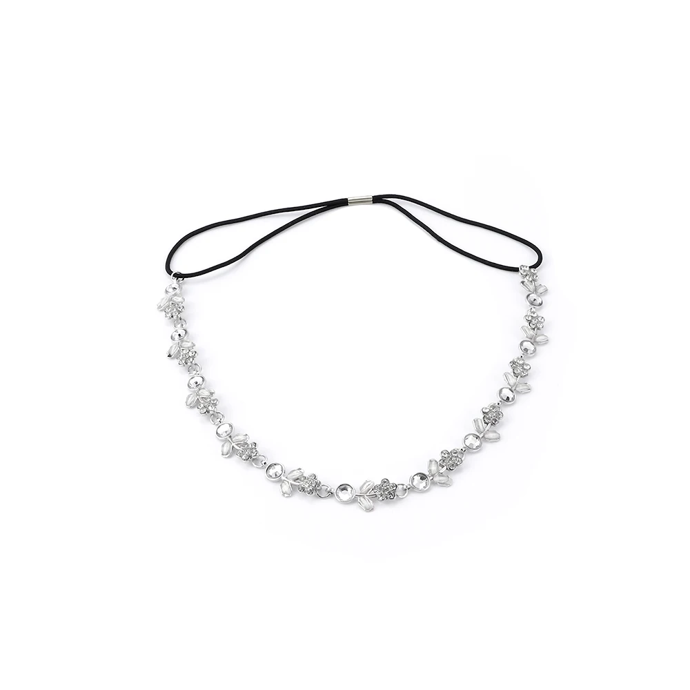 1 шикарная Женская эластичная модная металлическая со стразами цепочка на голову гребень-Украшение повязка на голову аксессуары для волос