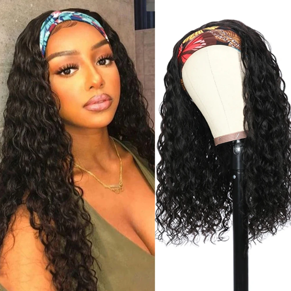 Headband Wig Human Hair Water Wave Wig Wet And Wavy Female Headband