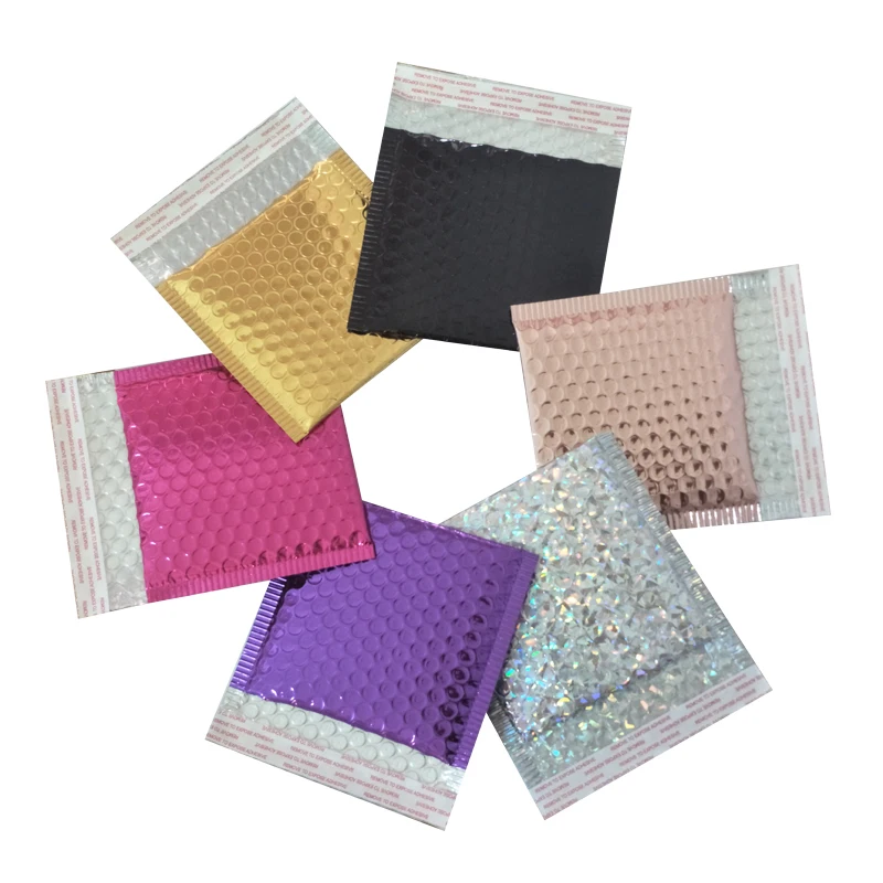 10PCS 15x13cm Color Metallic Bubble Mailers Foil Bubble Bags Aluminized Postal Bags with self seal gift bag Padded Envelopes