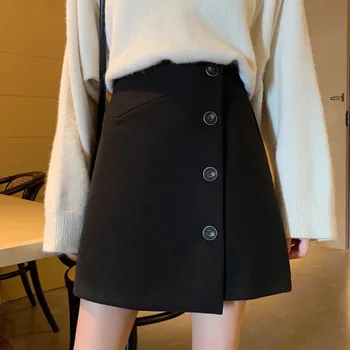 

Woolen Skirt Women's Autumn And Winter New 2019 Korean Version Chic Fashion Versatile High Waist Thin Retro A-line Pants Skirt
