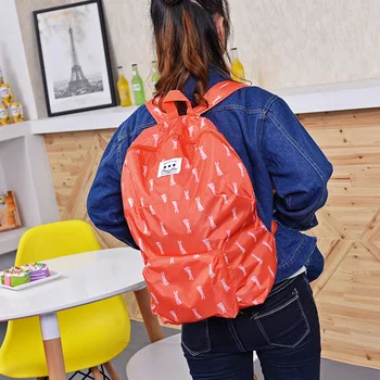 

Ougger Women Men's Sport Backpack Rucksacks Cartoon Polyester Camping Climbing Bags Foldable Portable Wash Storage Travel Bag