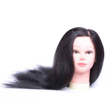 

Professional Hairdressing Head Dolls 80% Human Hair Female Mannequin Hairdressing Styling Training Head With Clamp