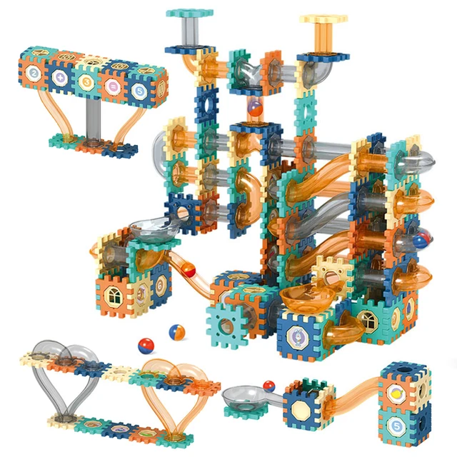 Marble Run Race Track Building Blocks Toys For Kids Labyrint Rolling Ball Funnel Slide Bricks Education Construct Toys Maze STEM 1