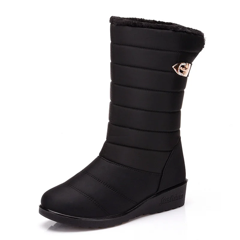 2019 ботинки до середины икры женские теплые зимние водонепроницаемые женская