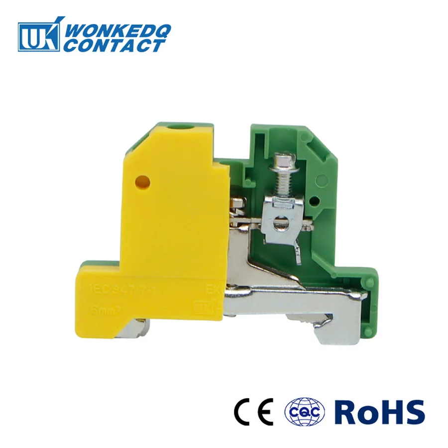 

10Pcs EK-6/35 Instead of Weidmuller Connector Ground Screw Connection Din Rail Terminal Blocks EK6/35