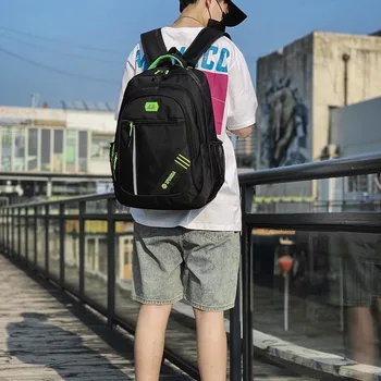 

Large Capacity Backpack Boys School Bags Teen Black Men Bagpack Waterproof Nylon Casual College Style High Student Backbag Big