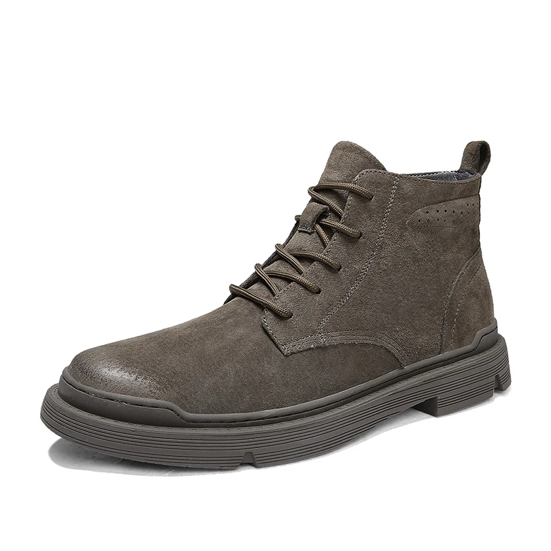 Botas hombre/мужские ботинки; безопасная обувь из натуральной кожи; высококачественные винтажные зимние ботинки в британском стиле; Зимние Повседневные водонепроницаемые ботильоны