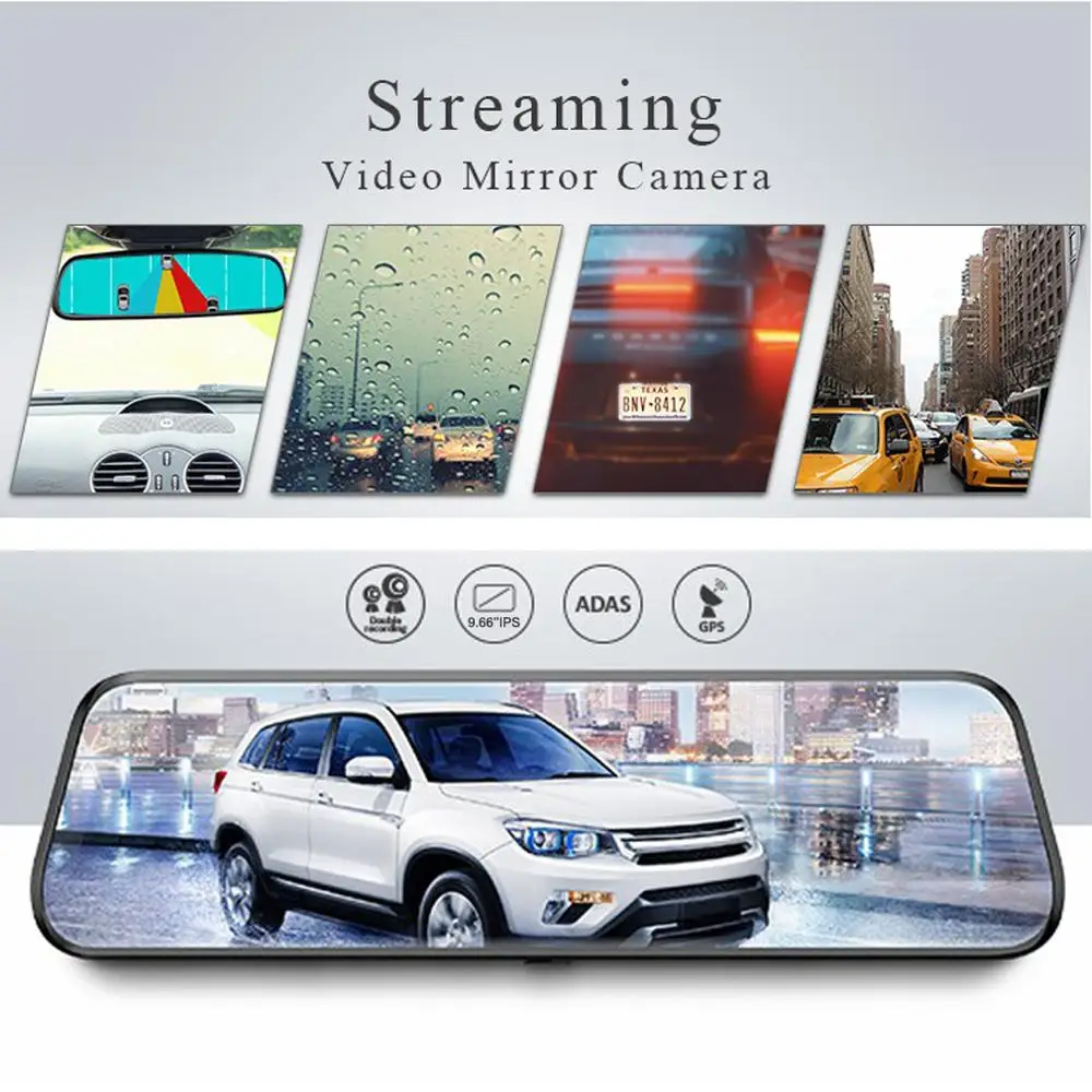 Резервная камера 1" Полный сенсорный экран автомобиля зеркало заднего вида DVR для фронтальной+ задней full hd 1080P wifi ADAS dash cam Автомобильный видеорегистратор