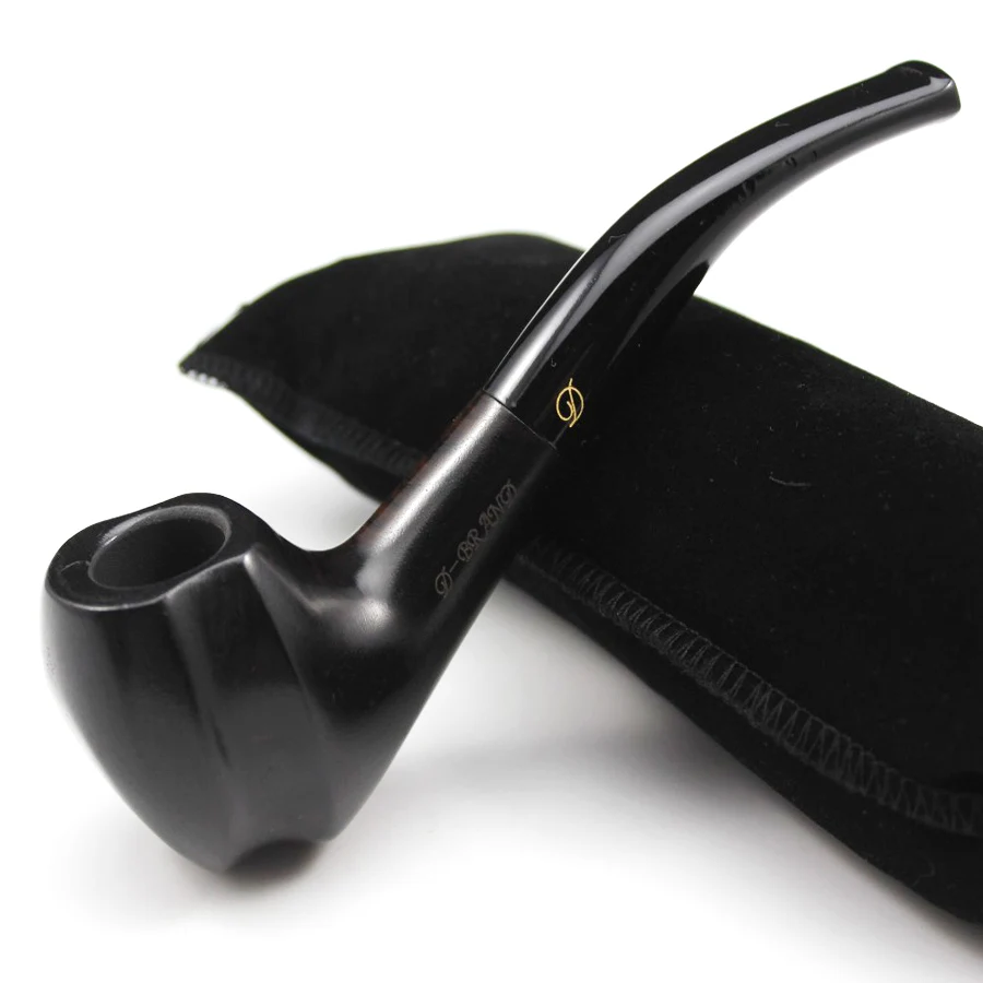 Elegant Handmade Natural Ebony Wood Smoke Tobacco Smoking Pipe Black Wooden Pipe + Pouch + Holder 10pcs 9mm Filters 433 smoking accessories tobacco pipe tobacco smoking accessories smoking pipe filters herb smoking pipe smoking pipe