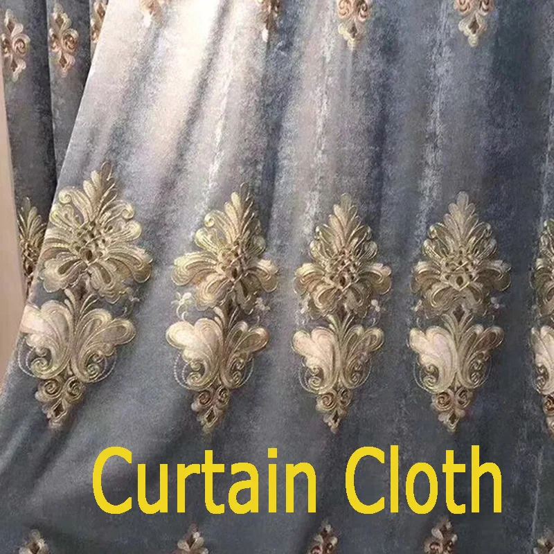 Curtain Cloth Скандинавские классические роскошные шенилловые плотные шторы для гостиной с синей вышивкой, Затемненные благородные оконные шторы для виллы X-HM097#20 - Цвет: Curtain Cloth