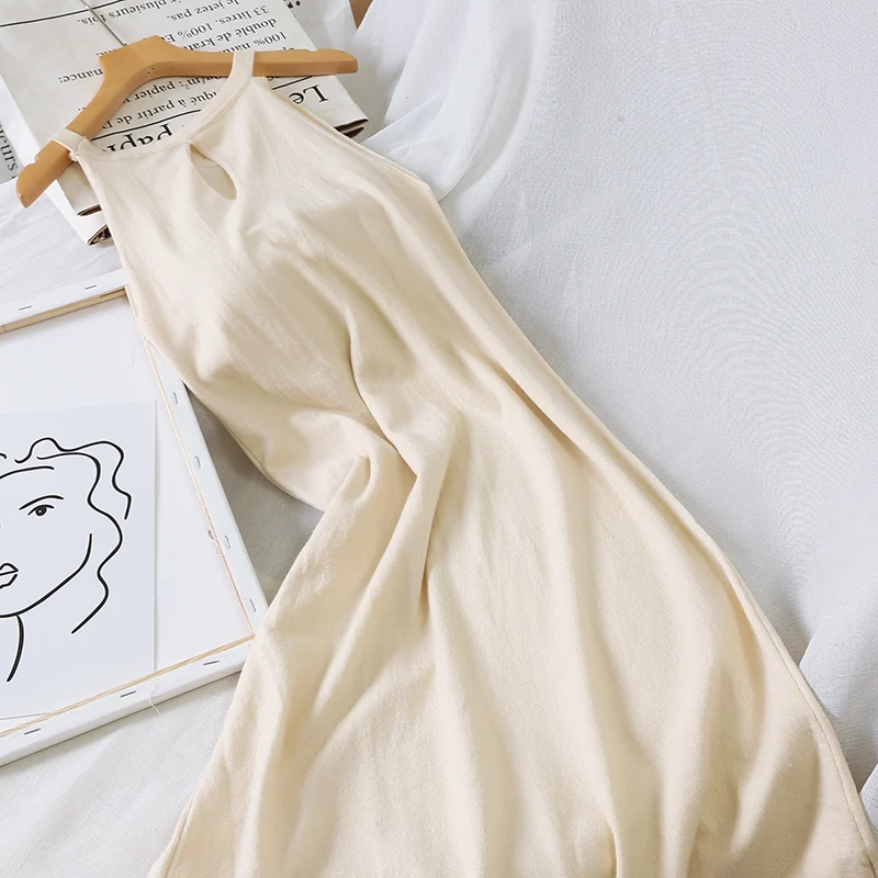 

2019 new fashion women's strap dress female Korean sexy backless sleeveless solid color irregular