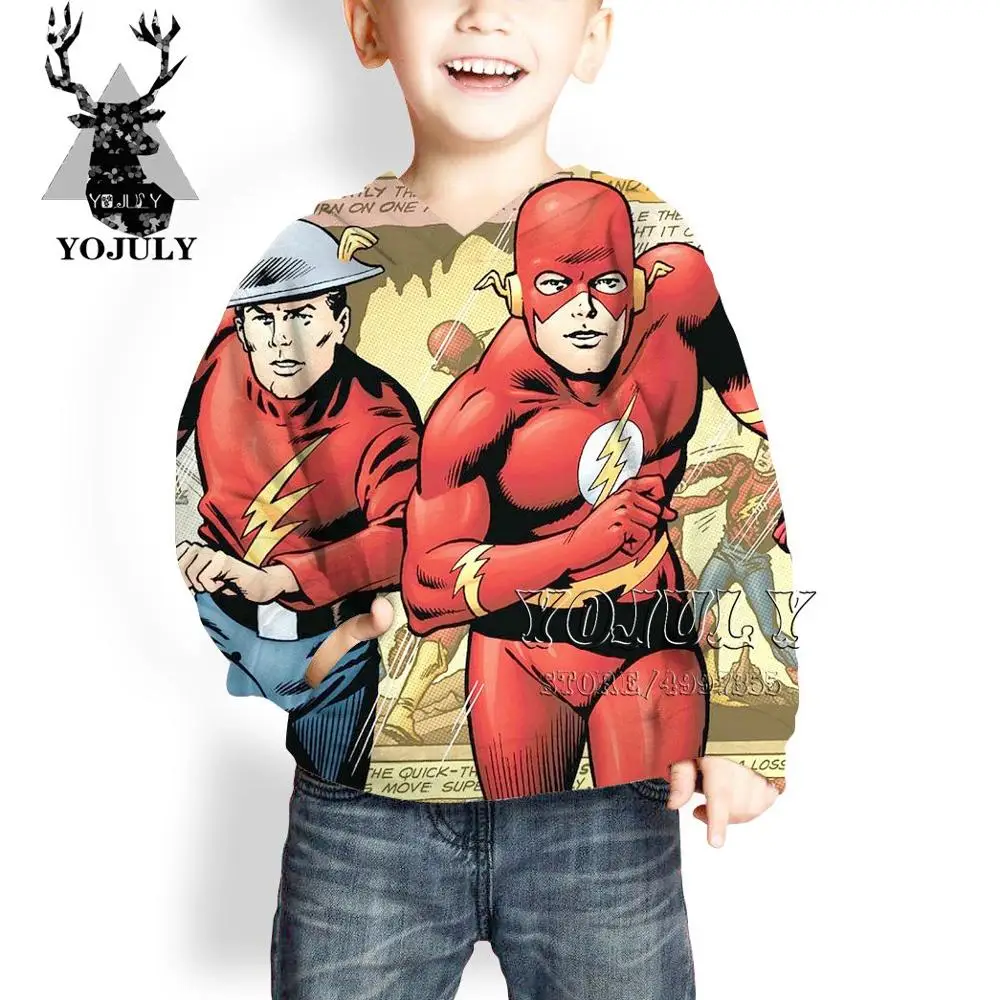 16 YOJULY The flash harajuku 3D Drucken lightning аниме Уличная пуловер для маленьких мальчиков и девочек подростков hiip hop Детская толстовка C93 - Цвет: 16