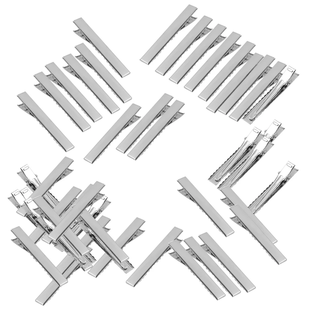 

50x Hairdressing Single Prong Pin Curl Clips Setting Section Hair Clips Metal Alligator Clips Hairpins