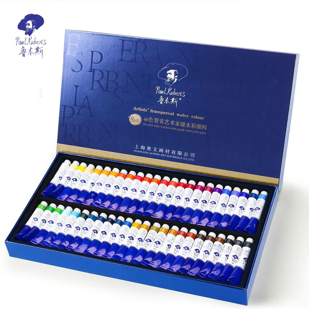 Paul Rubens Artist Grade Watercolor Paint 8ml Tube Set 48 Colors
