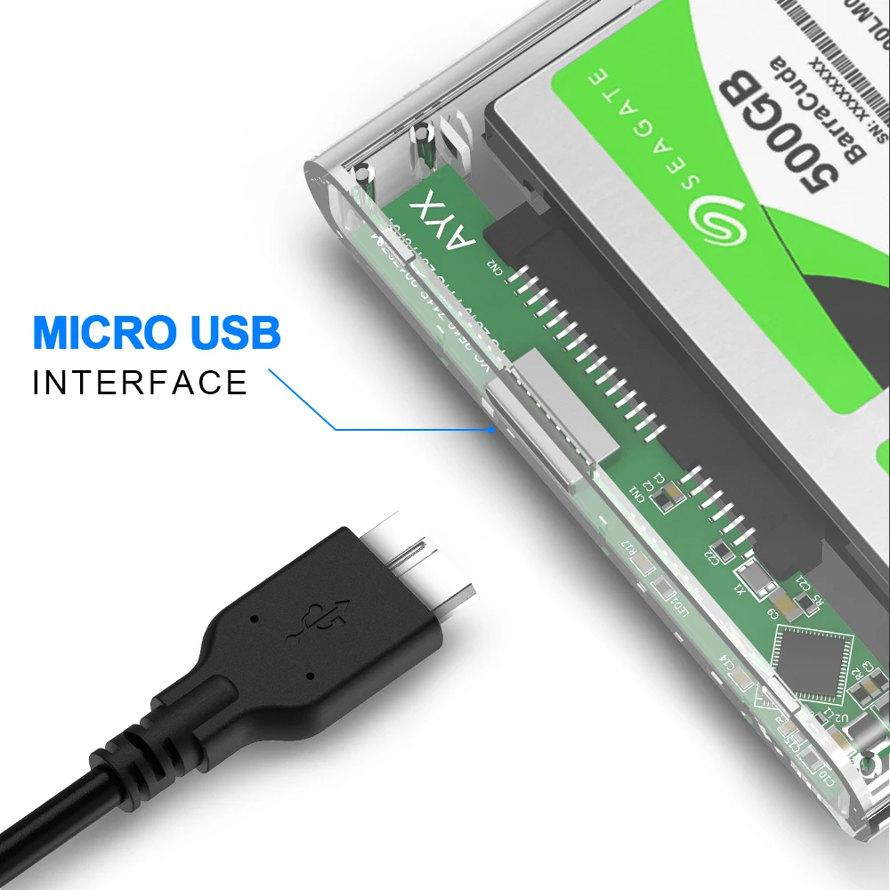 Rocketek HDD Case 2.5 inch SATA to USB 3.0 SSD Adapter External HDD Enclosure for Notebook Desktop PC