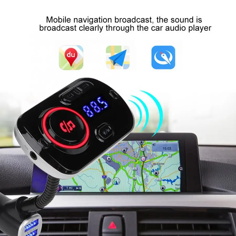 Автомобильный Bluetooth MP3 динамик FM навигация двойной fm-трансмиттер с USB громкой телефон Автомобильный MP3 Bluetooth музыкальный плеер