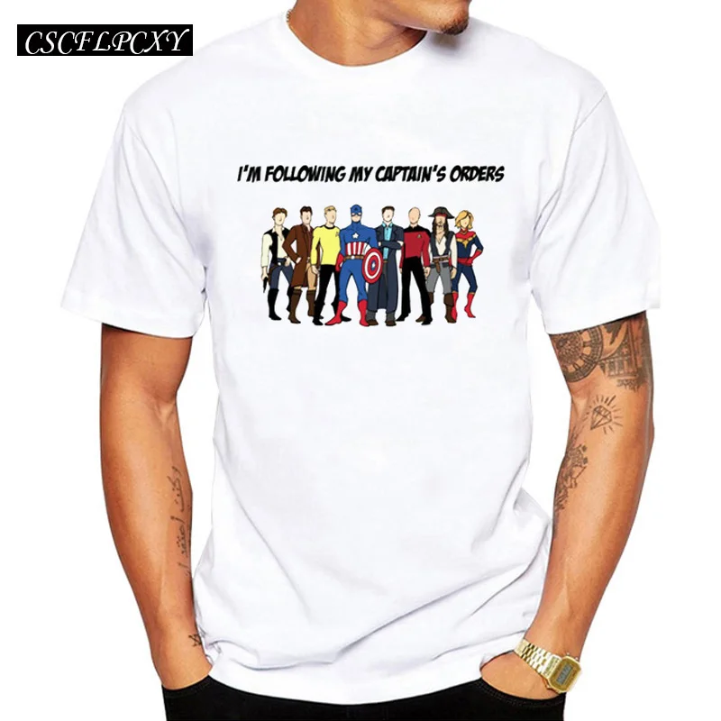 

New fashion Men hipster tops My Captain's Orders cartoon printed t-shirt short sleeve Super Bff's The Avengers casual tee