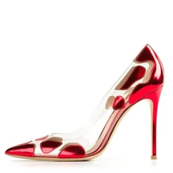 

Mode Women Transparent Pumps Plus Size 33-43 YECHNE Sexy 12 CM Ultra High Hooks Shoes Stiletto Red Bruiloft Pumps