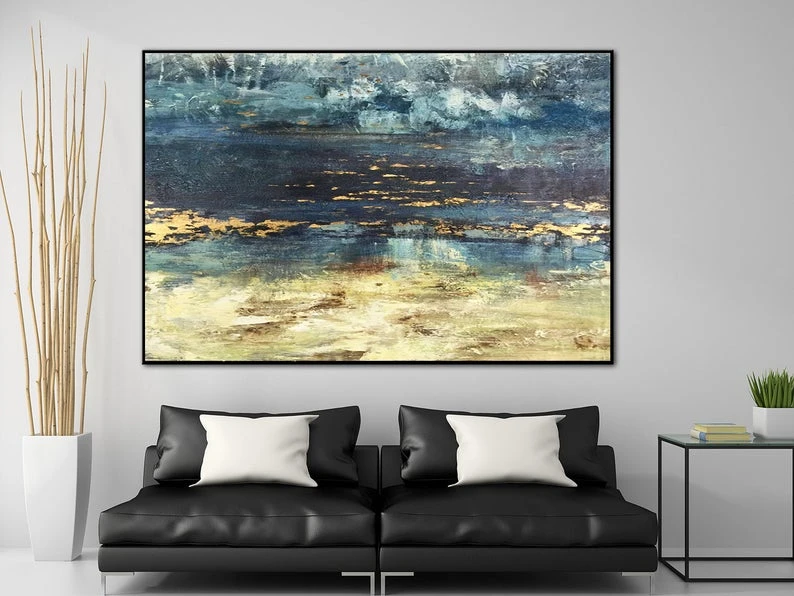 Large Wall Art Original Large Abstract Painting Oil Painting On Canvas Gold Painting Blue Abstract Art Abstract Decor Hand Art Painting Calligraphy Aliexpress