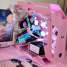Boîtier de PC en verre en forme de lapin rose, avec châssis personnalisé, Style de jeu, à monter soi même