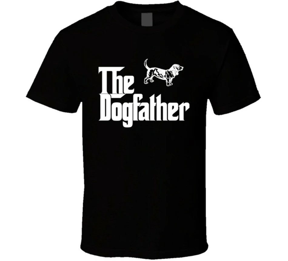 Basset Hound Custom Dog Breed The Dogfather Black T Shirt harajuku Men Tops Tee | Мужская одежда