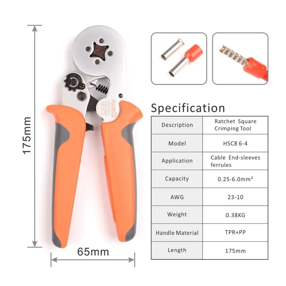 LSC8 6-4A Self-adjustable Crimping Tools used for Cable end-sleeves