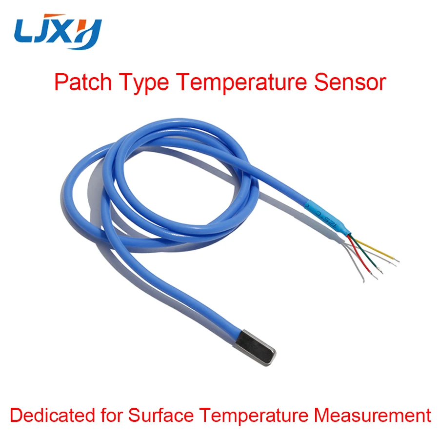 LJXH Patch Type DS18B20 Temperature Sensor Encapsulated Silicone Wire 20mm*7.5mm*3.5mm Copper Nickel-plated Probe