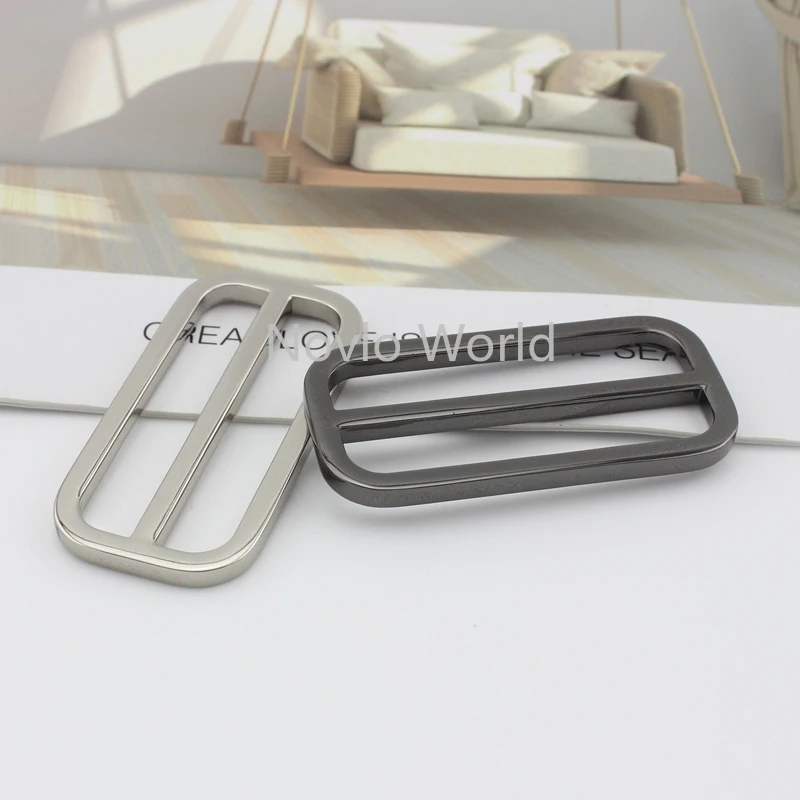 3 pieces, inner width 51*21mm 2", 5 colors metal tri-glided buckles handbag die casting flat line buckle hardware accessories