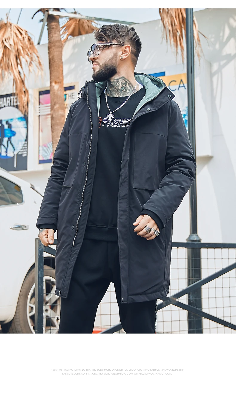 FAXIKA Big yards short man tooling down jacket handsome striped fatty fertilizer increased winter coat