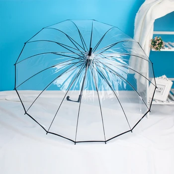 

Fashion Long Handle Transparent Umbrella Simple Fashion Weatherproof Umbrella 16 Umbrella Bone Automatic Transparent Umbrella